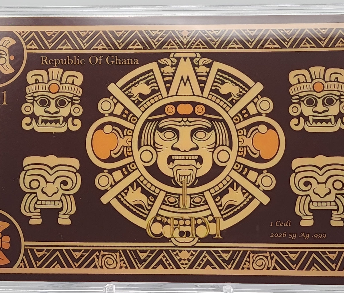2026 Ghana Aztec Calendar 5g .999 Silver Foil