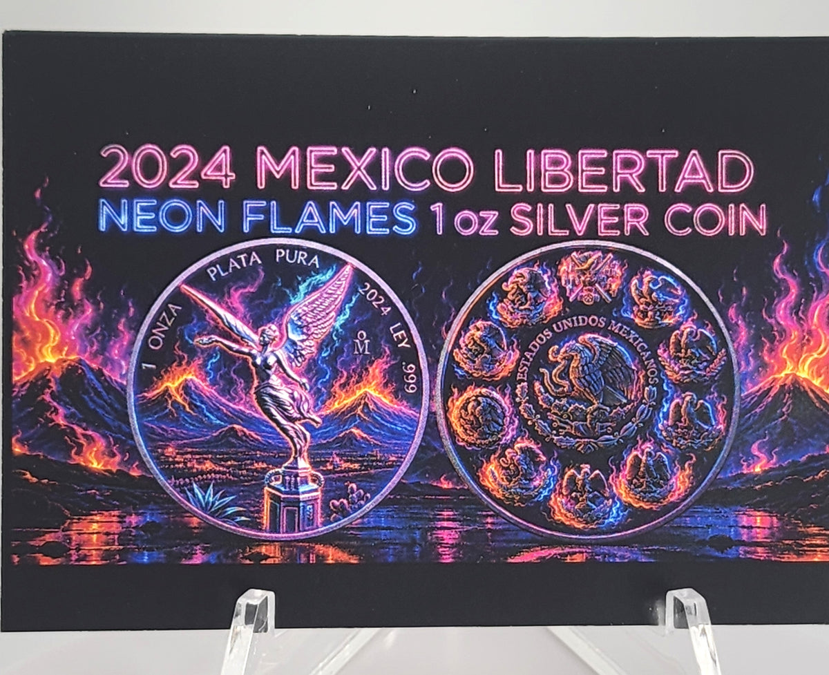 2024 Mexico Libertad Neon Flames Edition 1 oz Silver Coin
