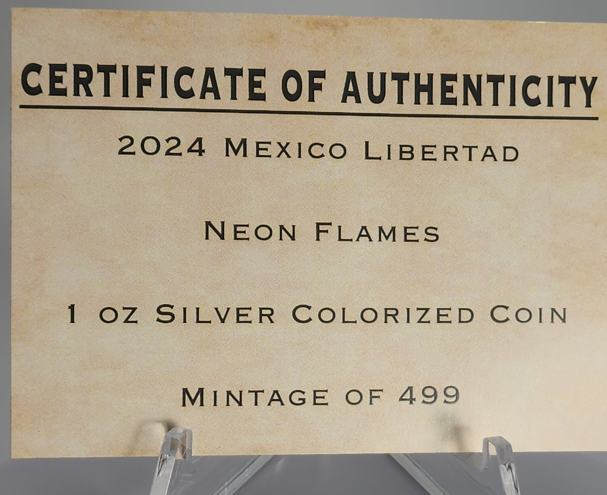 2024 Mexico Libertad Neon Flames Edition 1 oz Silver Coin
