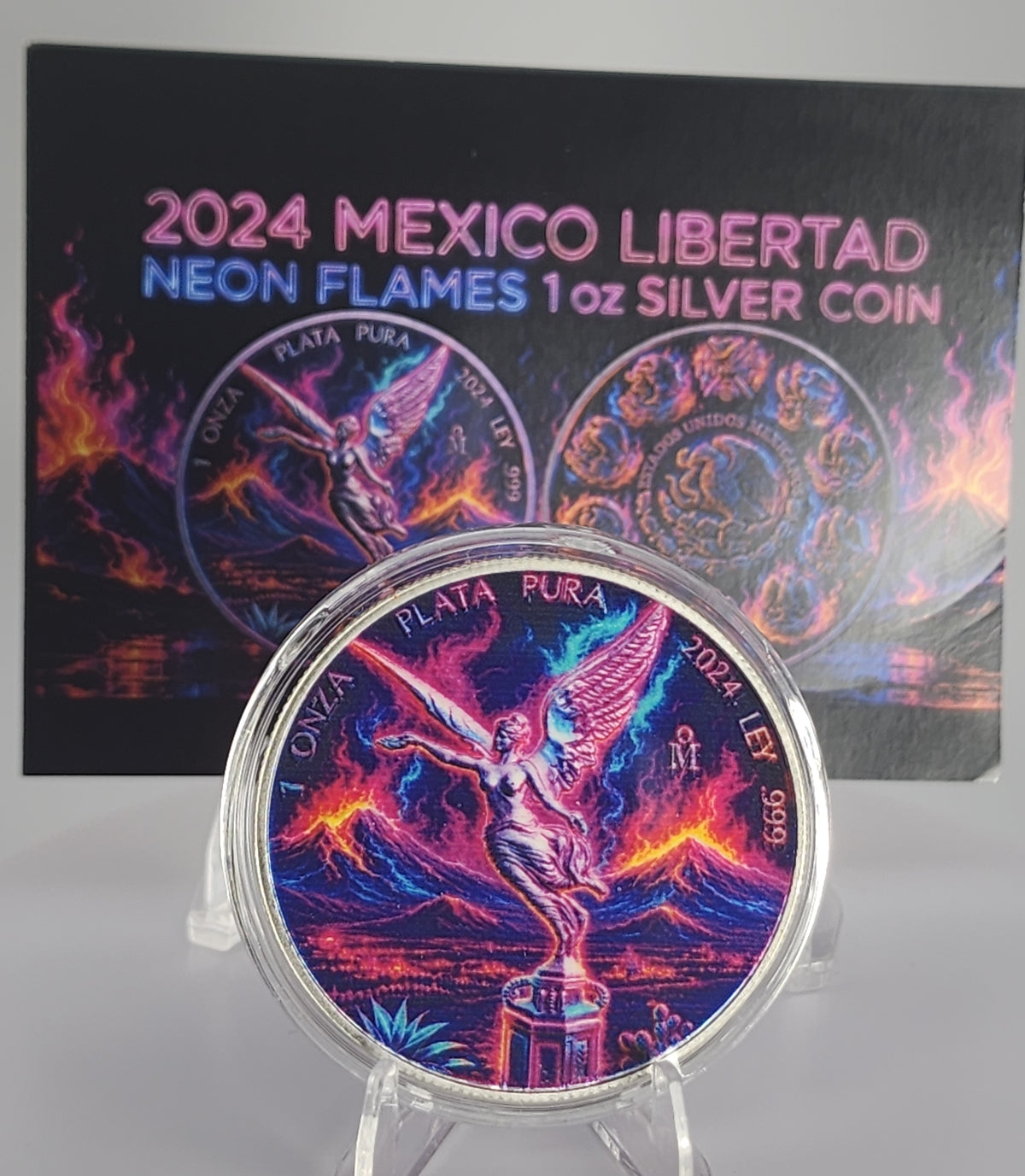 2024 Mexico Libertad Neon Flames Edition 1 oz Silver Coin