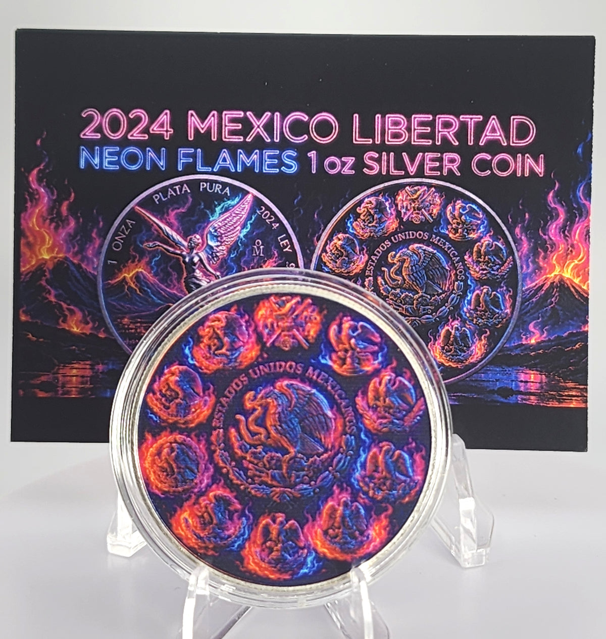 2024 Mexico Libertad Neon Flames Edition 1 oz Silver Coin