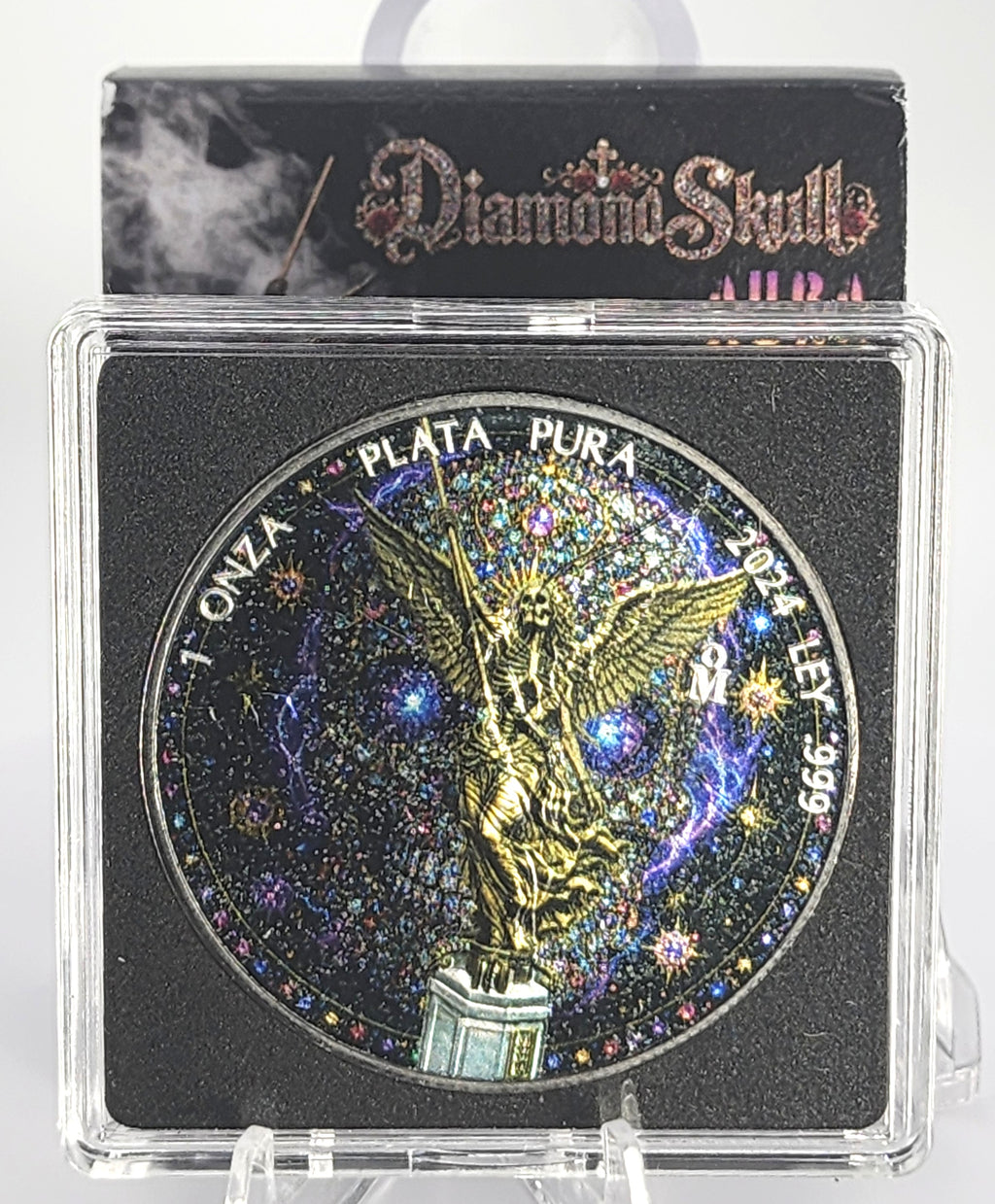 2024 Mexico Libertad Diamond Skull Aura Edition 1oz Silver Coin | Mintage 500