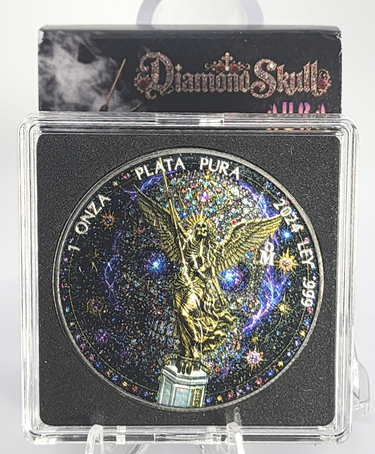 2024 Mexico Libertad Diamond Skull Aura Edition 1oz Silver Coin | Mintage 500