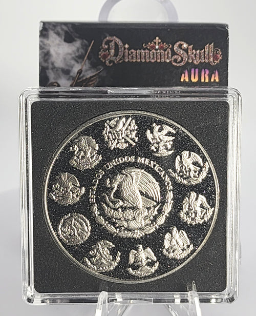 2024 Mexico Libertad Diamond Skull Aura Edition 1oz Silver Coin | Mintage 500