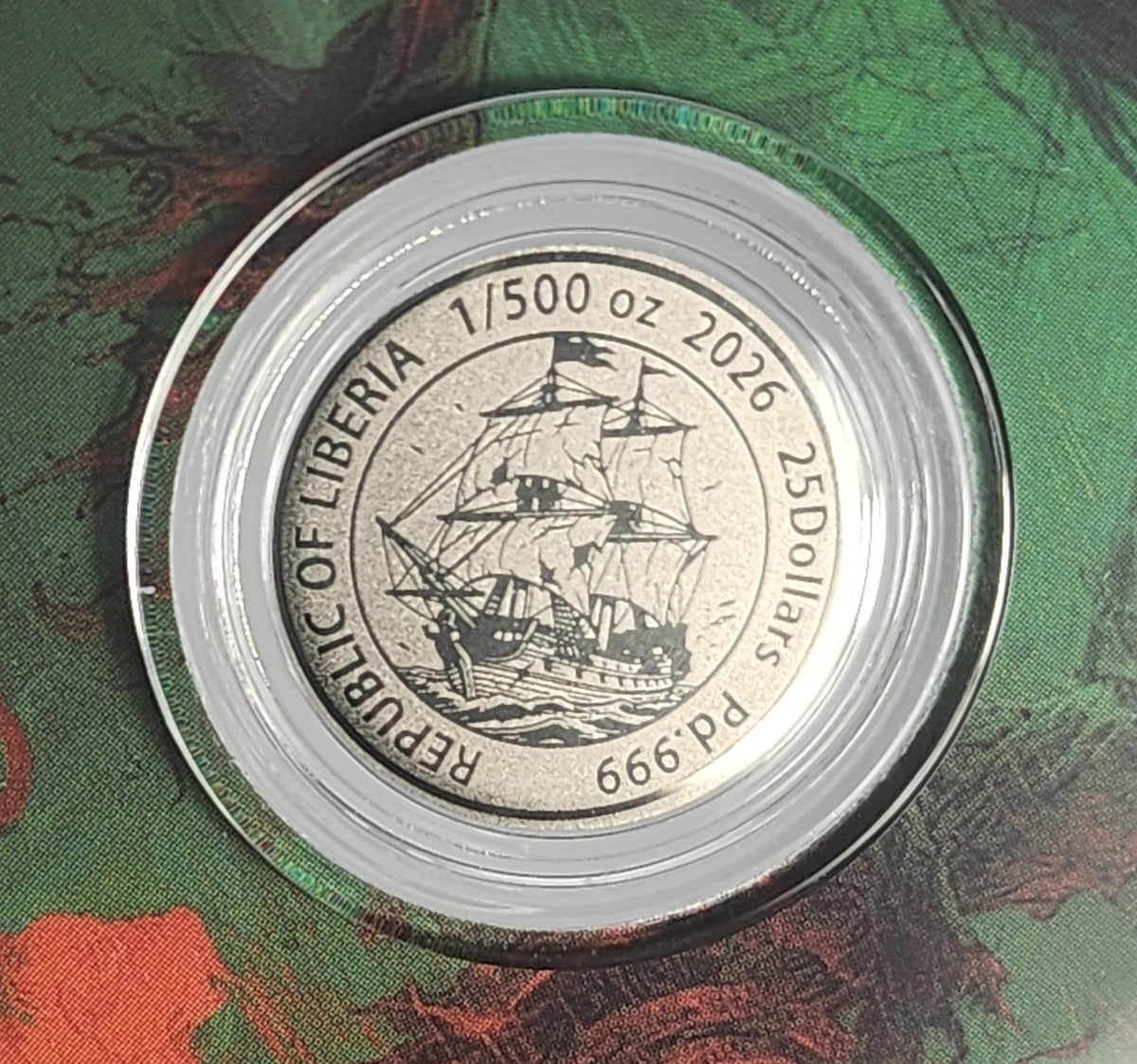 2026 Republic of Liberia $25 Flying Dutchman 1/500 oz Palladium Coin | Mintage 4,999