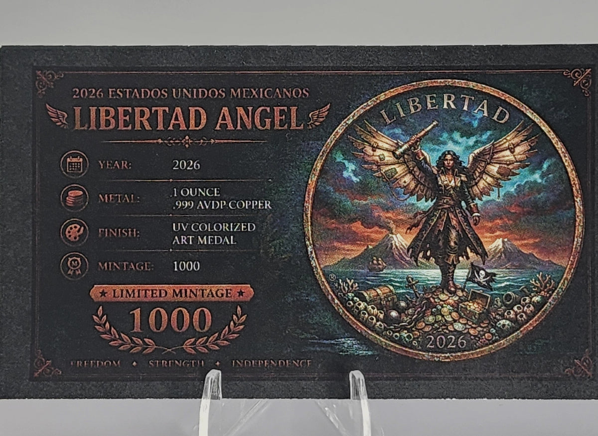 2026 Mexico Libertad Doña the Pirate Angel 1 oz Copper Round