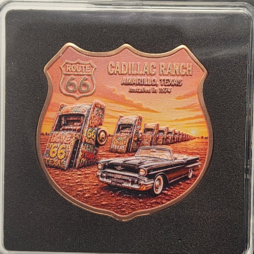 Route 66: Cadillac Ranch | 1 oz Colorized Copper