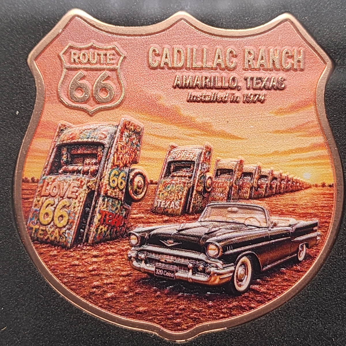 Route 66: Cadillac Ranch | 1 oz Colorized Copper