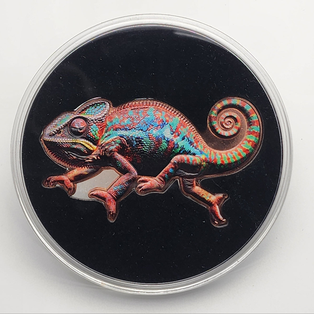 Rainbow Chameleon Shaped Colorized 1 oz Copper Medal