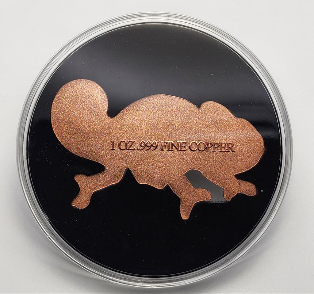 Rainbow Chameleon Shaped Colorized 1 oz Copper Medal