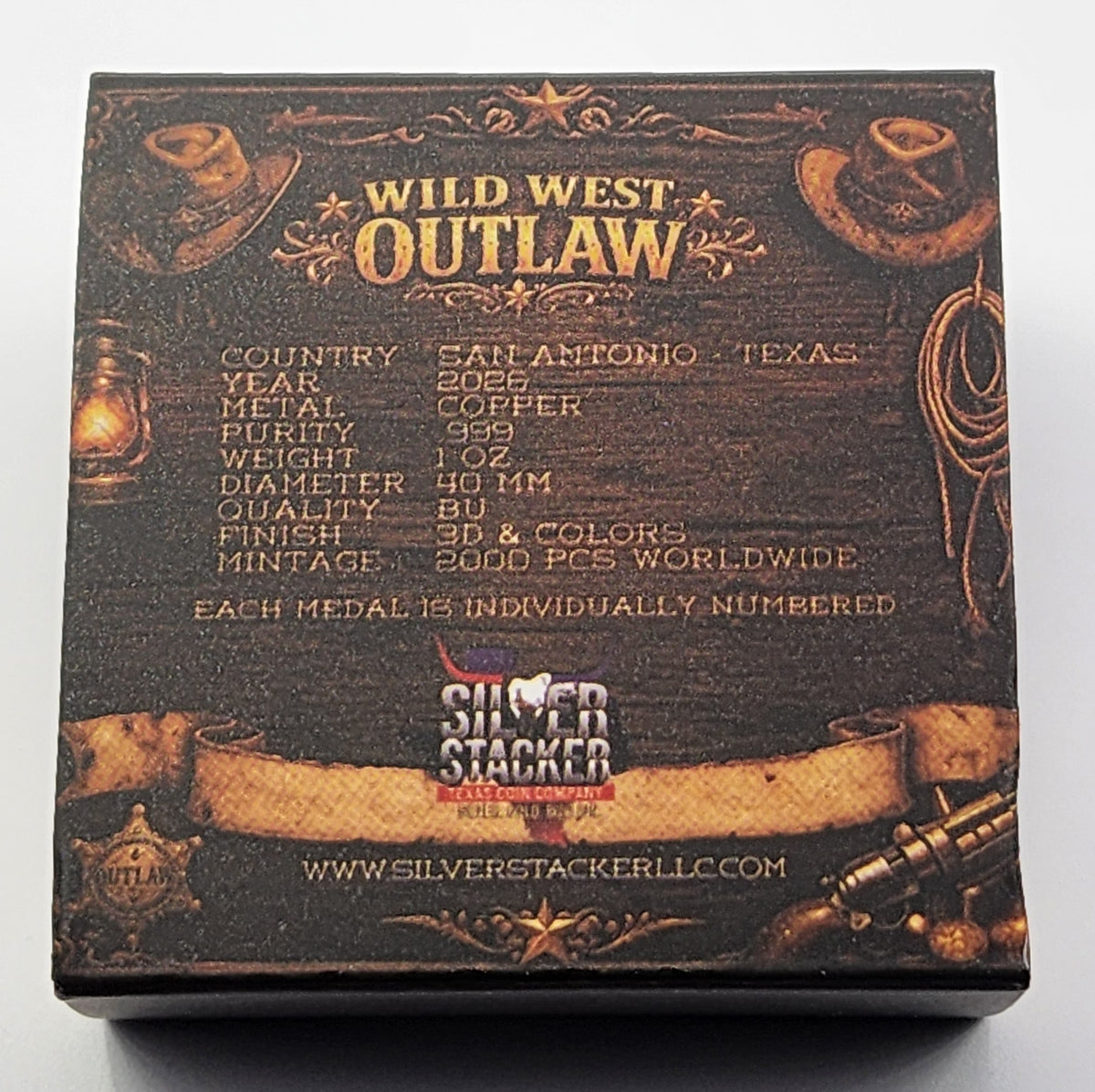 Wild West Outlaw 1 oz Copper Round | Silver Stacker LLC Exclusive