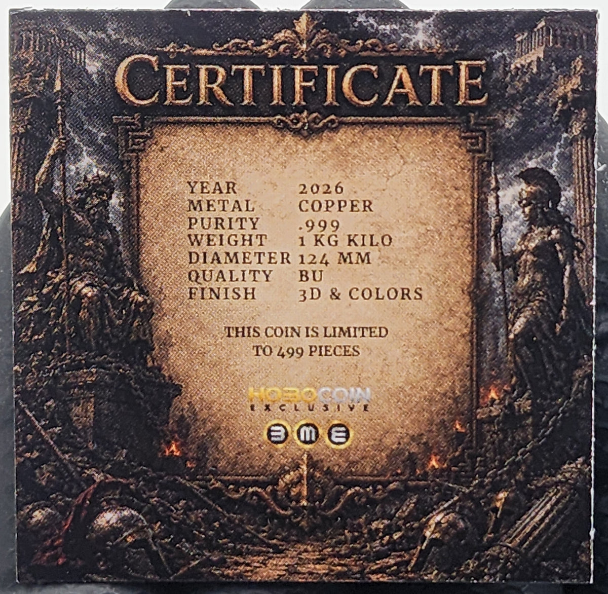 Olympus War - Fall of the Gods 1 Kilo Copper Medal | Mintage 499