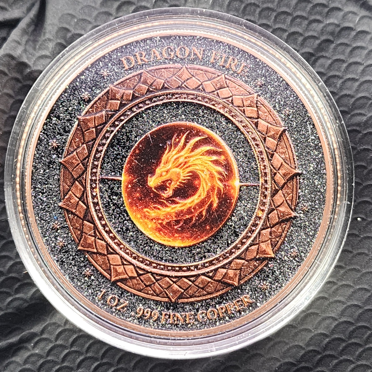 Dragon Fire | Diamond-Dusted Copper 1oz Round