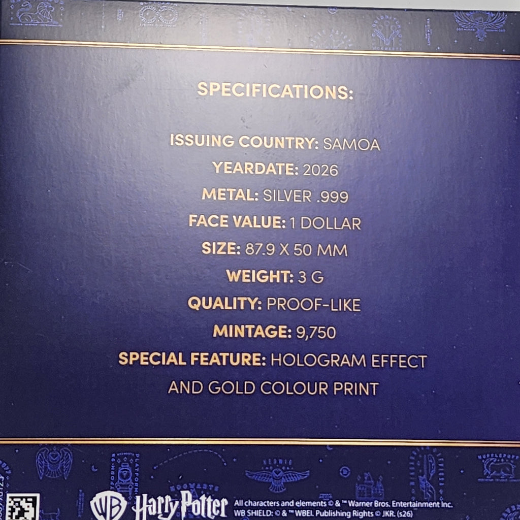 2026 Samoa Harry Potter Hogwarts Express Ticket 3g Silver Foil Coin