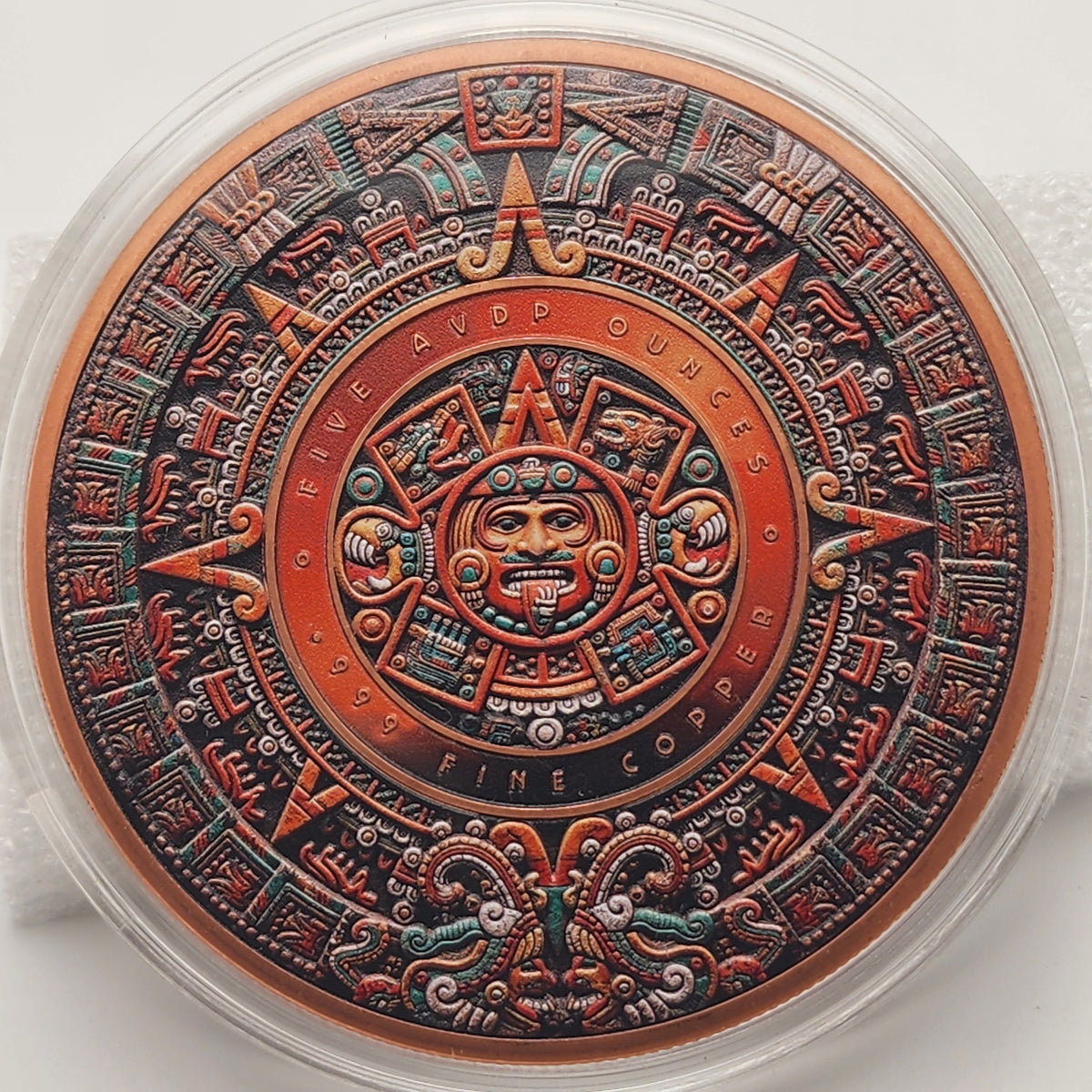 Aztec Moon Angel Colorized 5 oz Copper Round