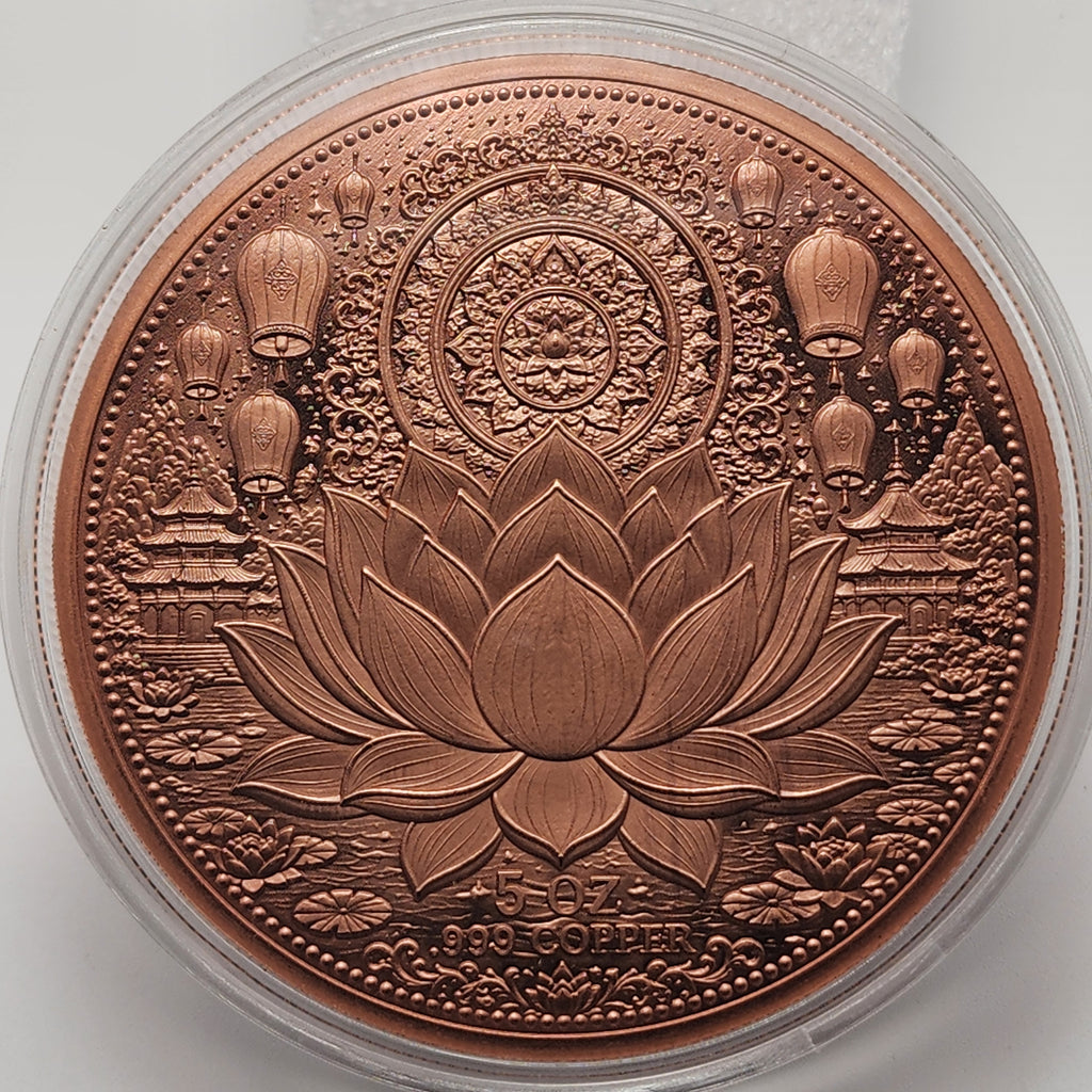 Lotus Buddha Colorized 5 oz Copper Medal