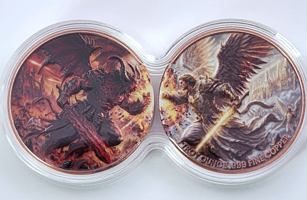 St. Michael vs Satan 2 - 1 AVDP oz Copper Infinity Set