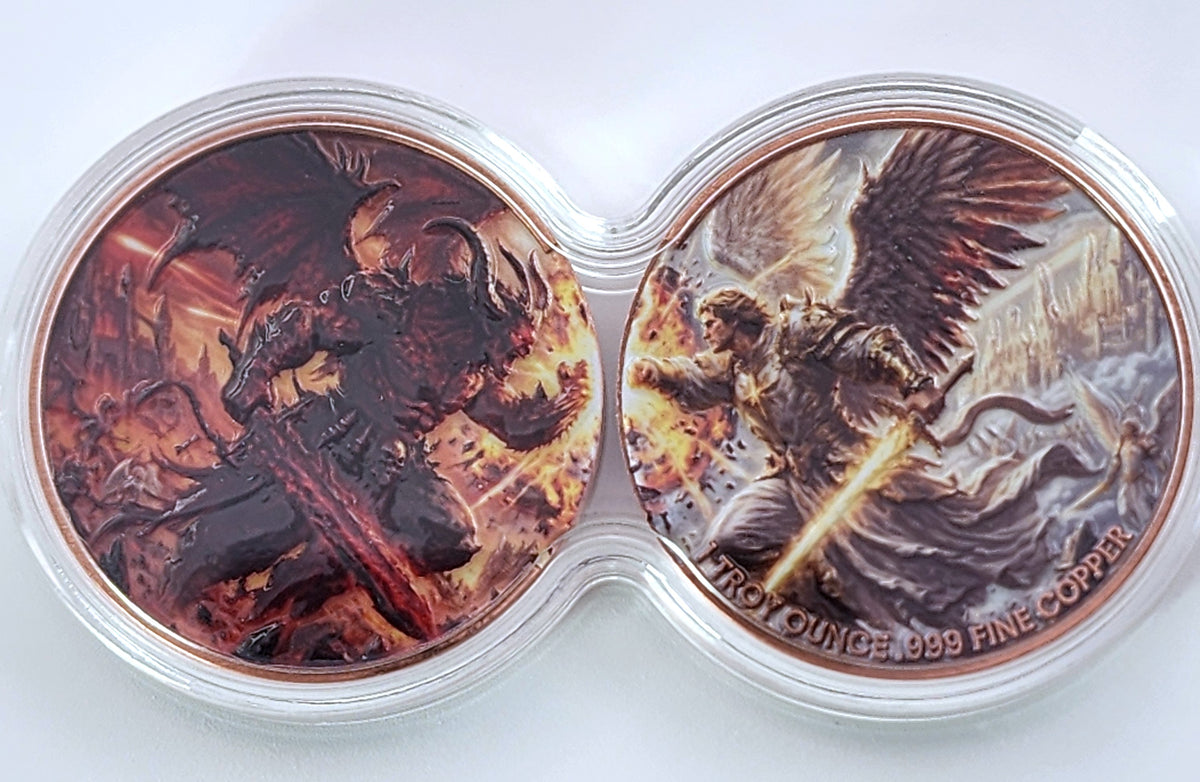 St. Michael vs Satan 2 - 1 AVDP oz Copper Infinity Set
