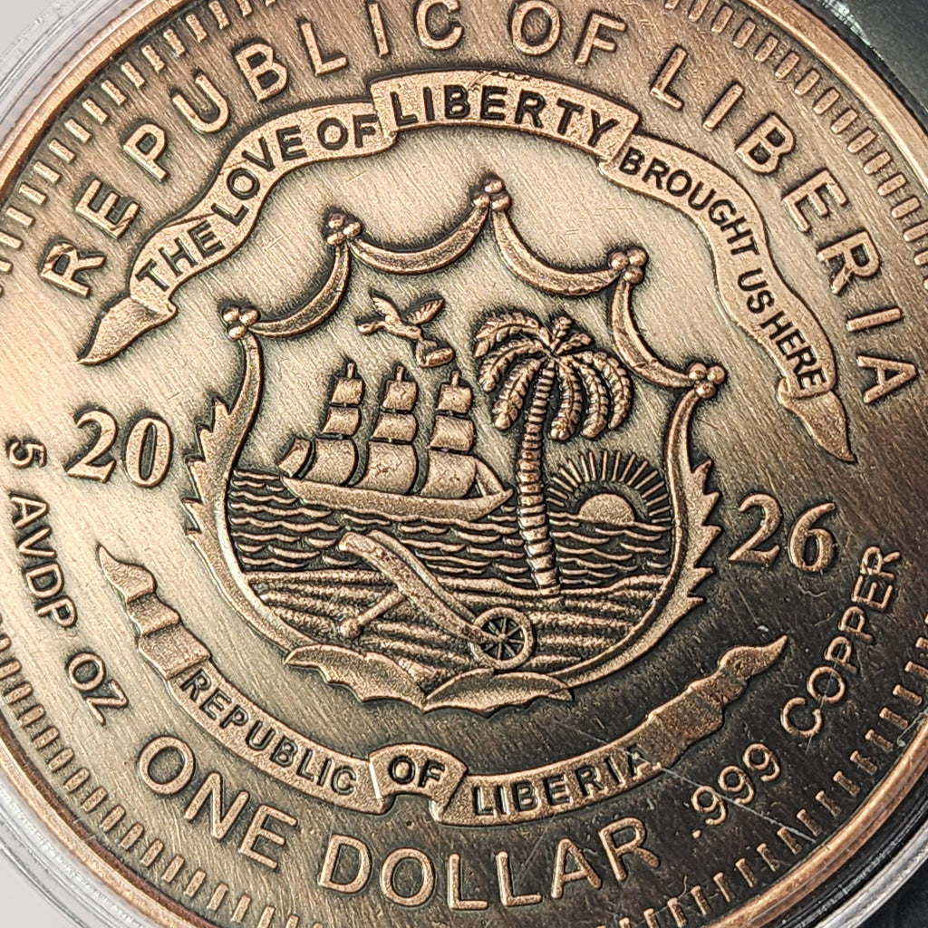 2026 Liberia Lightning Lady Justice 5oz Copper $1 Coin