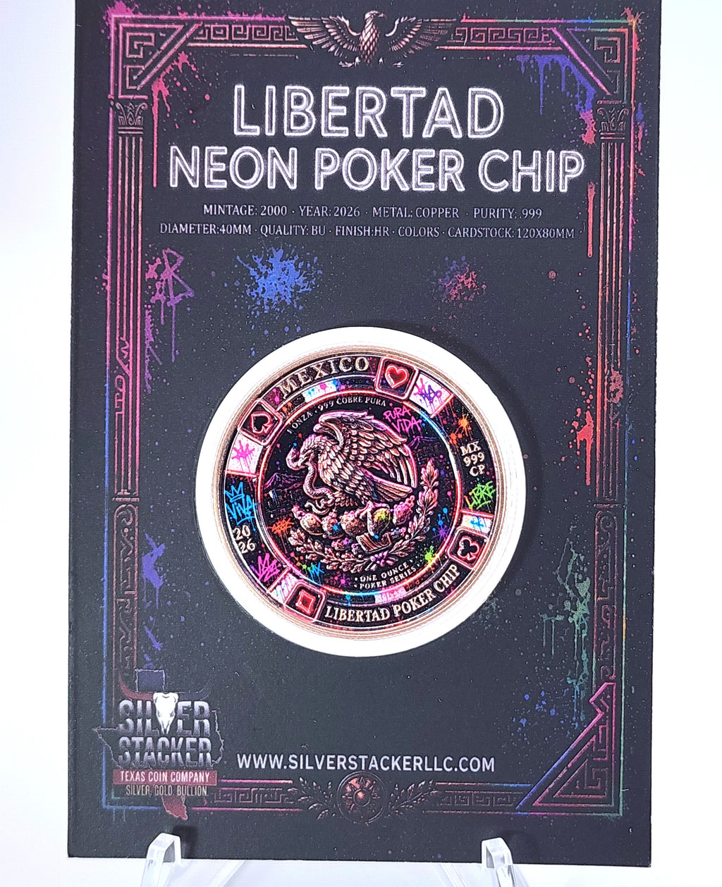 Libertad Neon Poker Chip | 1oz Copper | 2k Mintage