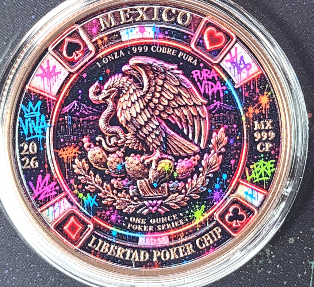 Libertad Neon Poker Chip | 1oz Copper | 2k Mintage