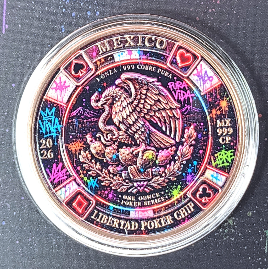 Libertad Neon Poker Chip | 1oz Copper | 2k Mintage