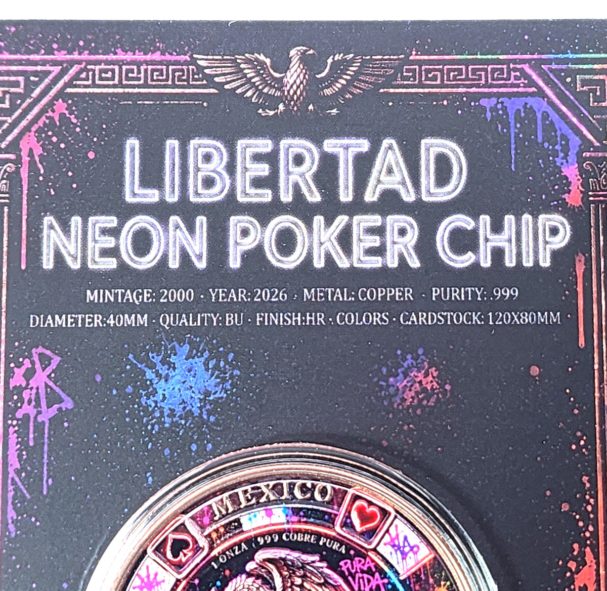 Libertad Neon Poker Chip | 1oz Copper | 2k Mintage