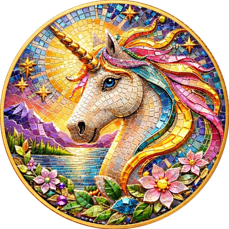 Unicorn Mythic Mosaic 1 oz Copper Round