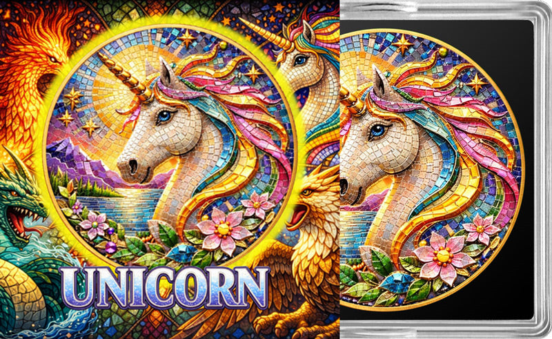 Unicorn Mythic Mosaic 1 oz Copper Round