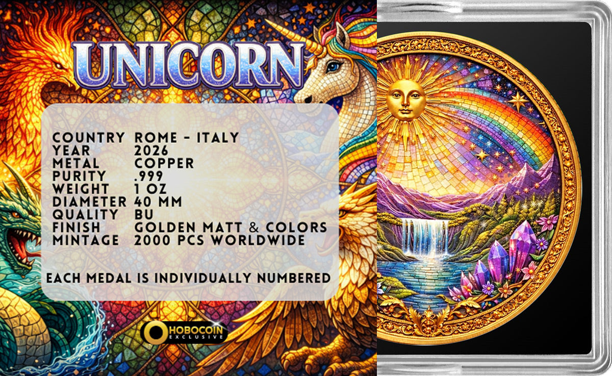 Unicorn Mythic Mosaic 1 oz Copper Round