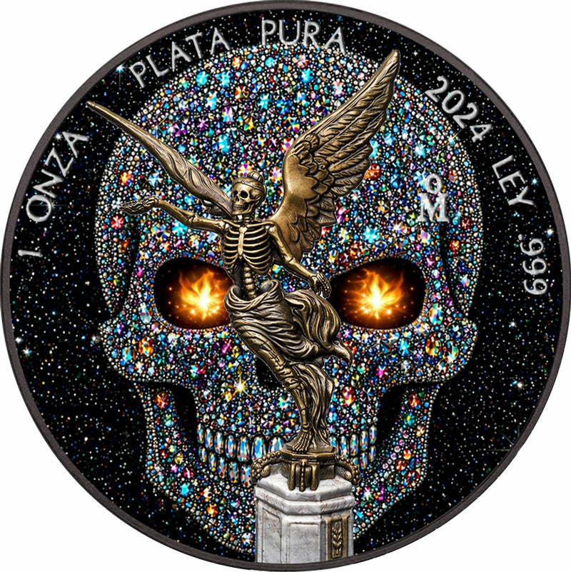 2024 Mexico Libertad Diamond Skull Edition 1oz Silver Coin (500 Minted)