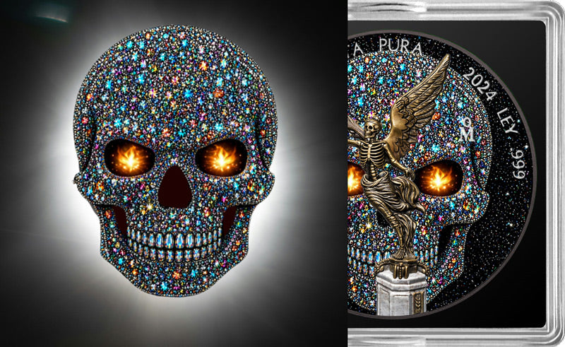 2024 Mexico Libertad Diamond Skull Edition 1oz Silver Coin (500 Minted)