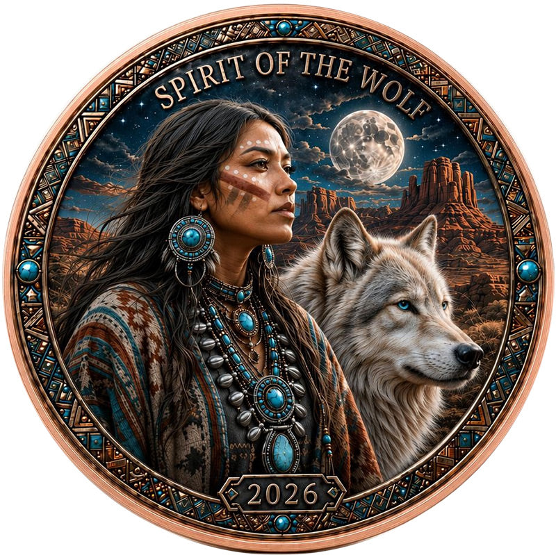 North American Wildlife Series- Navajo Nation Spirit of the Wolf 1 oz Copper Medal