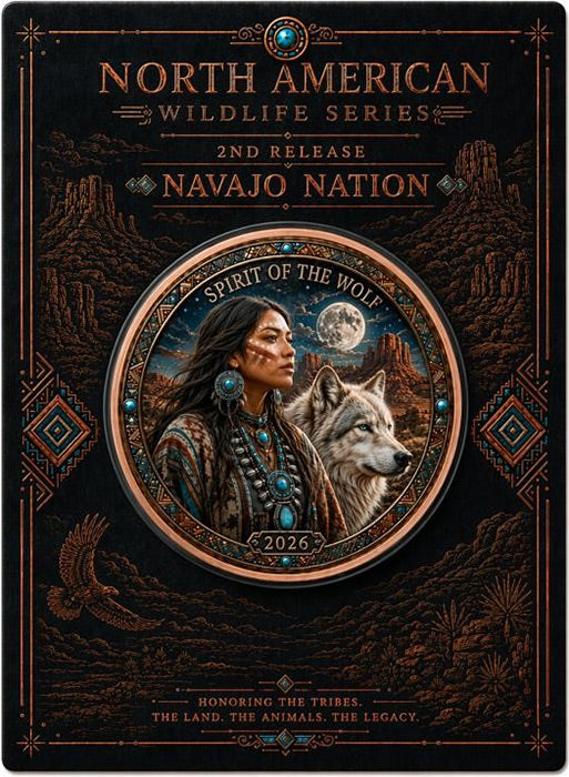 North American Wildlife Series- Navajo Nation Spirit of the Wolf 1 oz Copper Medal