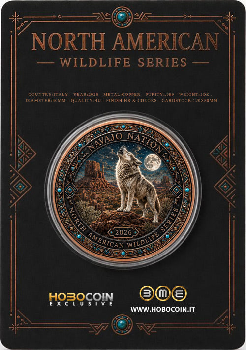 North American Wildlife Series- Navajo Nation Spirit of the Wolf 1 oz Copper Medal