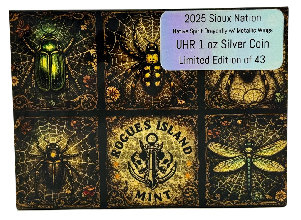 2025 Sioux Nation Native Spirit Dragonfly 1 oz Silver Coin with Metallic Wings, NGC MS 70