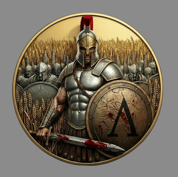 Historic Warriors - Spartan Army 24k Gilded 5oz Copper Round