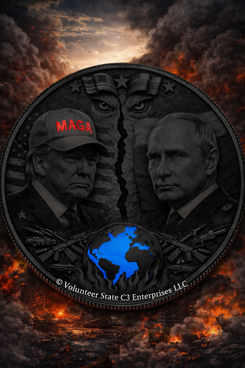 2026 Global Conflict USA vs RUSSIA Trump & Putin 1oz Copper Round