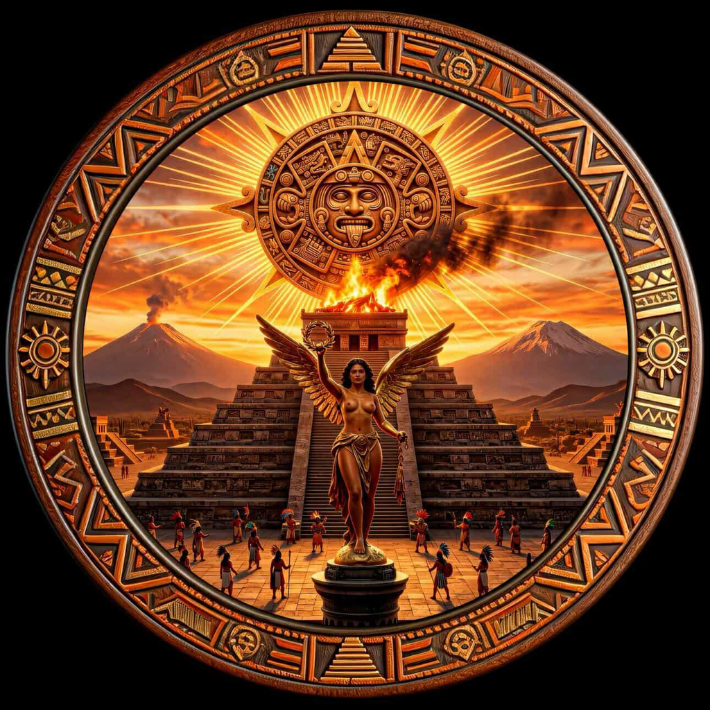 Mexico Aztec Angel 5oz Copper Round