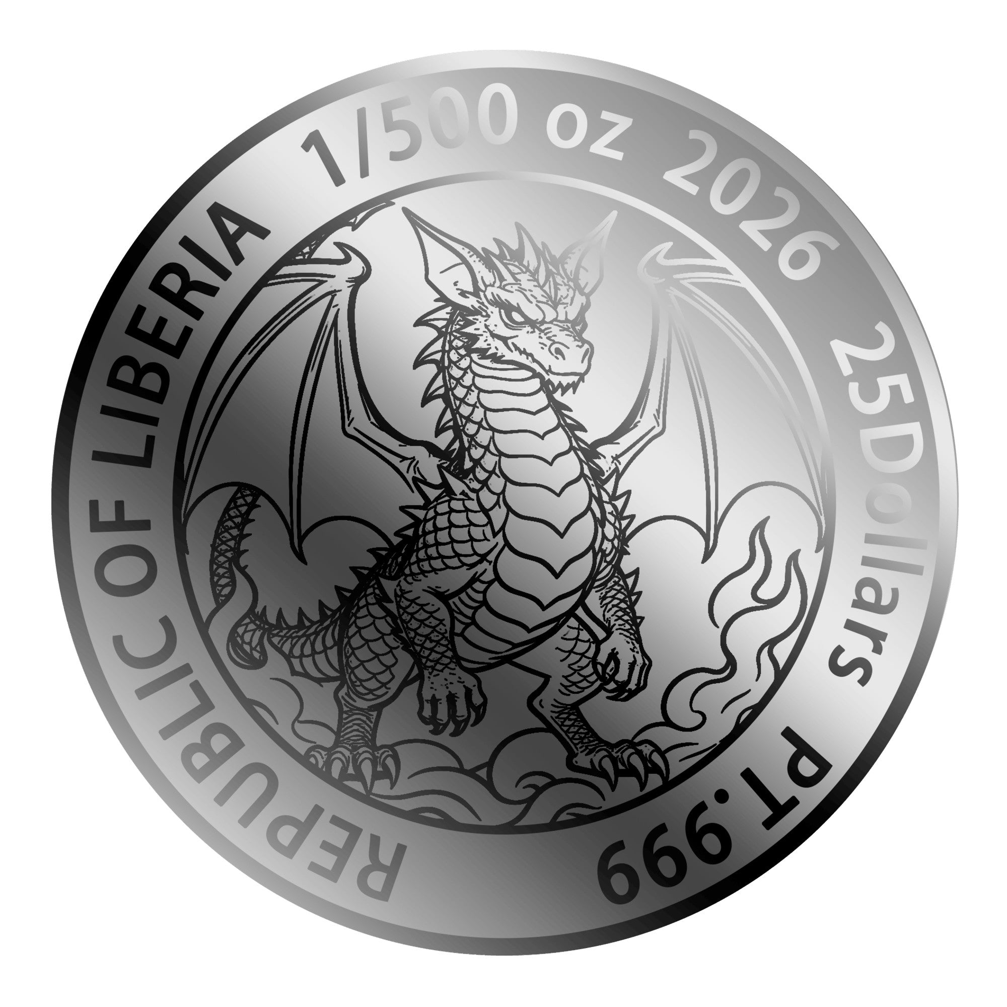 2026 Liberia Ancient Celt Dragon 1/500 oz Platinum Coin in Card