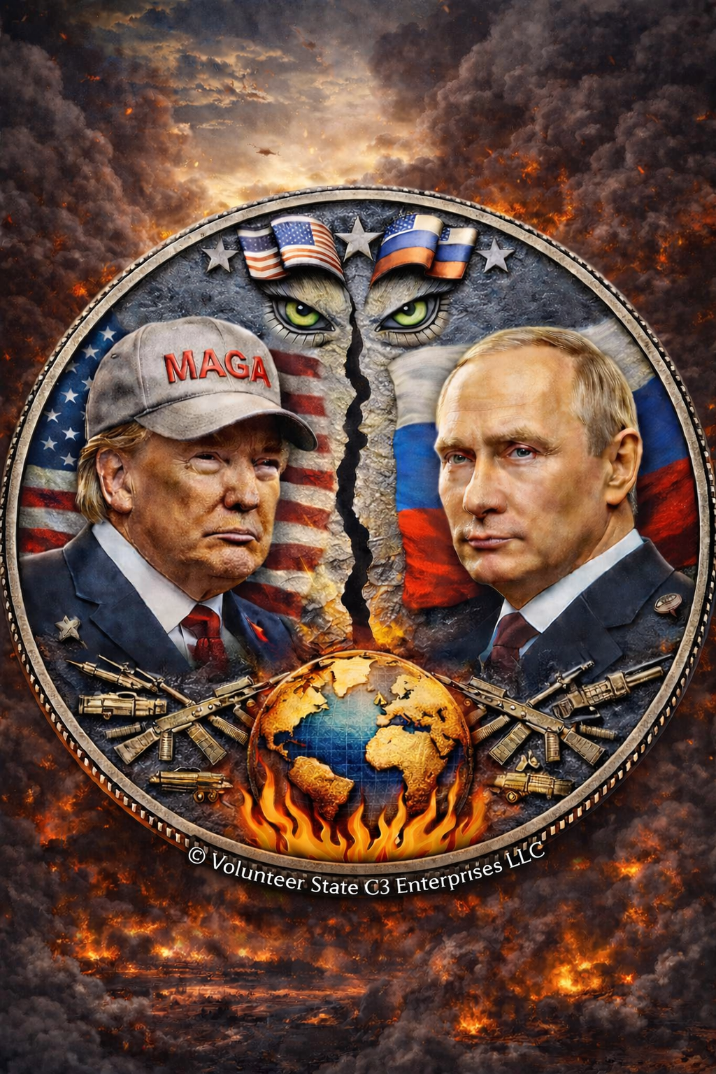 2026 Global Conflict USA vs RUSSIA Trump & Putin 1oz Copper Round