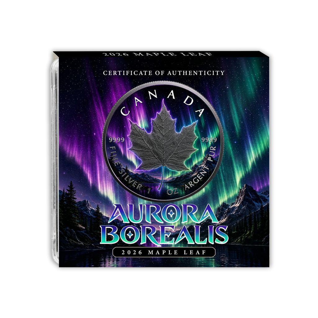 2026 Canada Maple Leaf Aurora Borealis Edition 1 oz Silver Coin