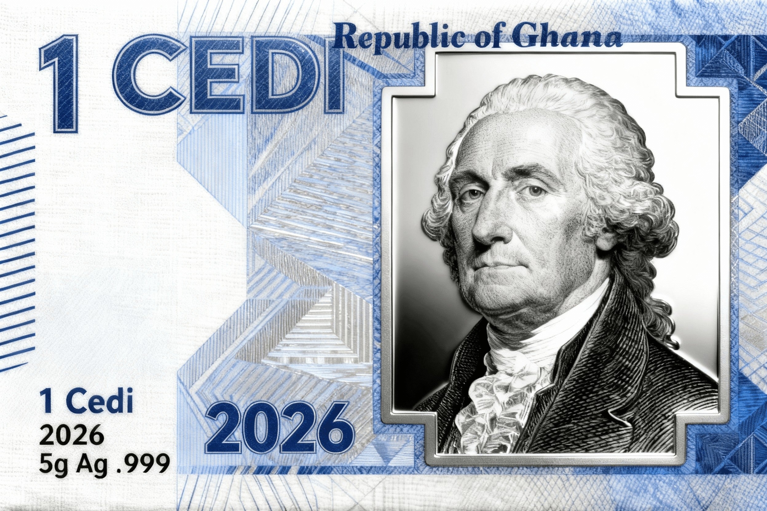 2026 Ghana "Washington Crossing the Delaware" 5g Silver Foil Note