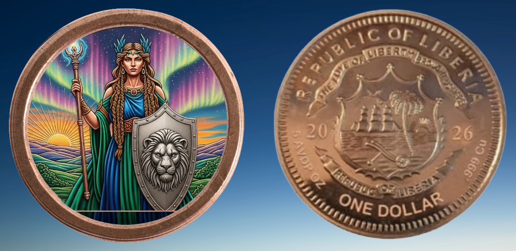 2026 Liberia Aurora Guardian of the Lion 5oz Copper Coin