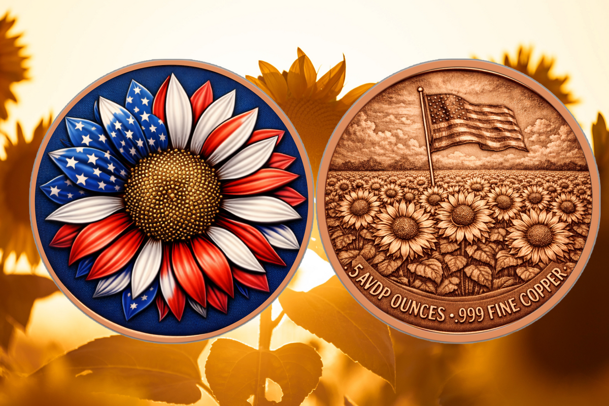 2026 Freedom Flower Colorized 5 oz Copper Round