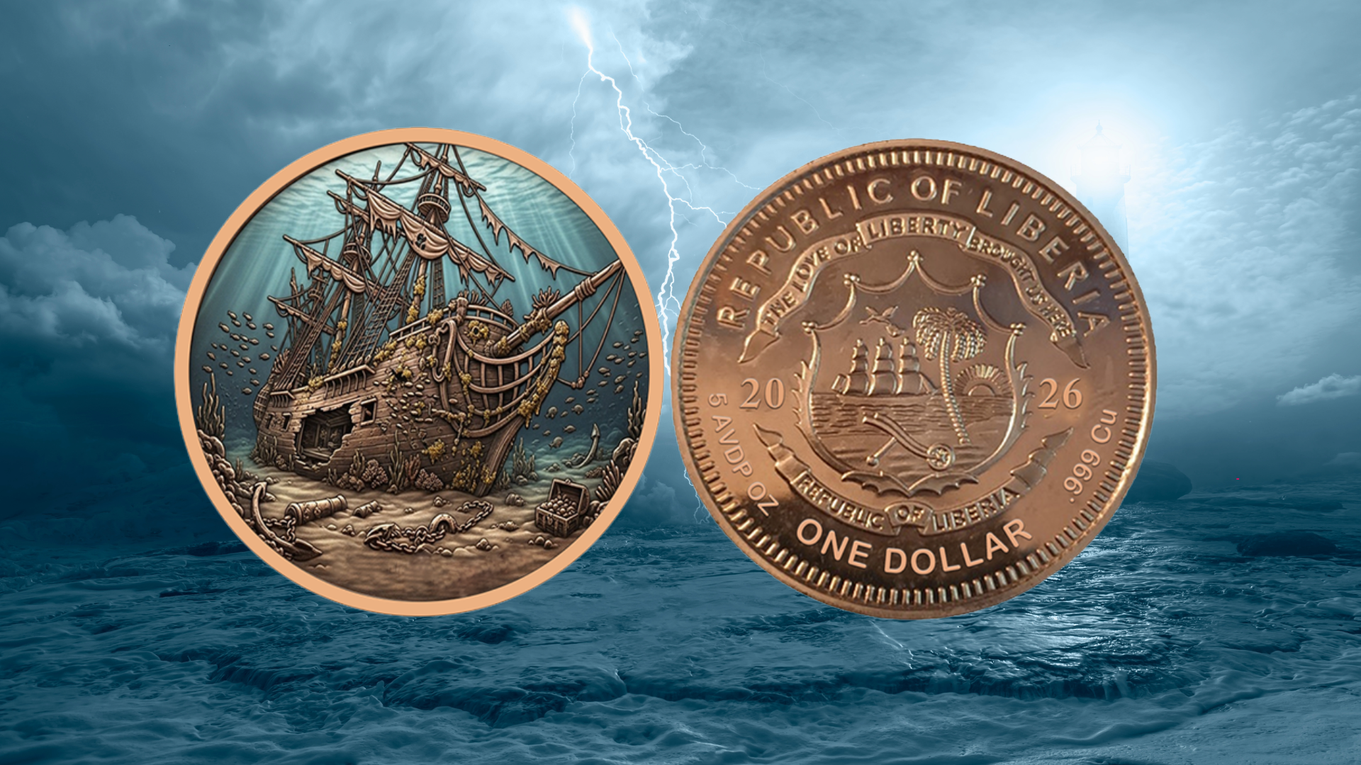 2026 Liberia Shipwreck 5oz Copper Coin