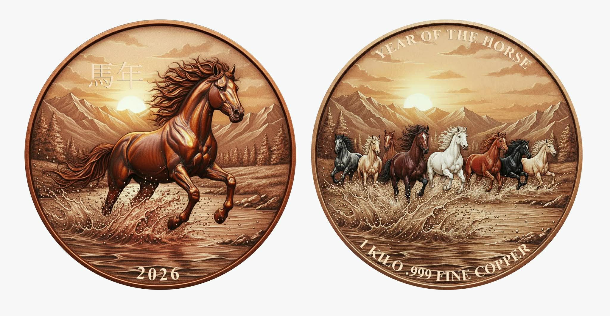 2026 Lunar Year of the Horse HR 1 Kilo Copper Medal