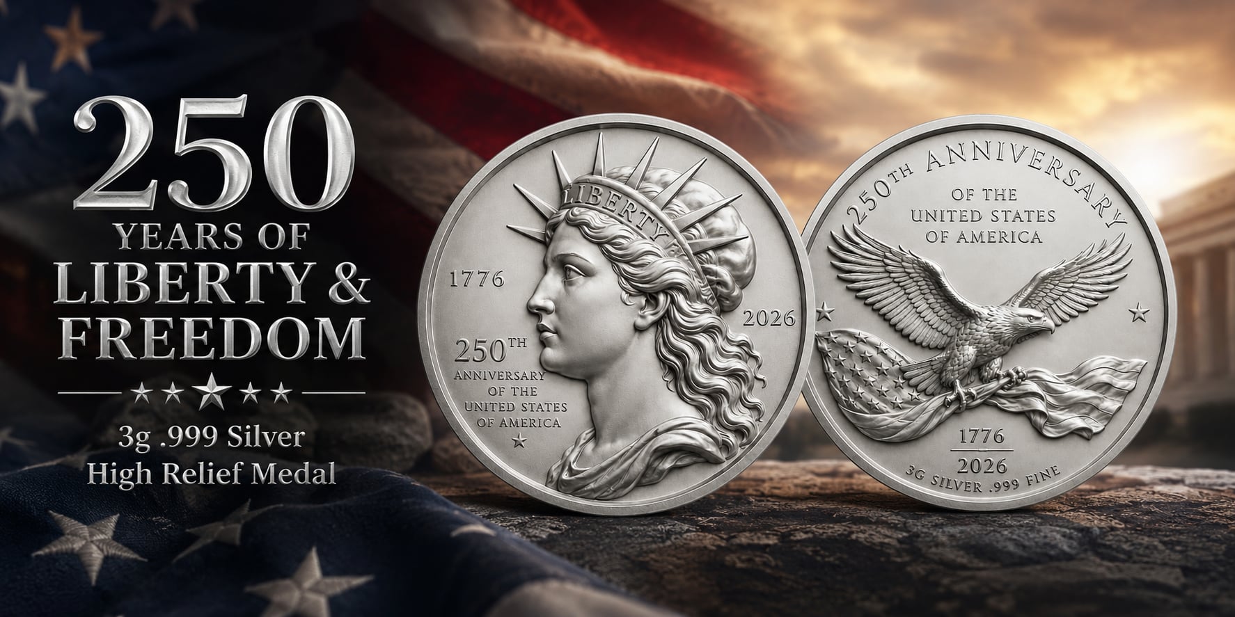 2026 250 Years of Liberty & Freedom 3g Silver Medal