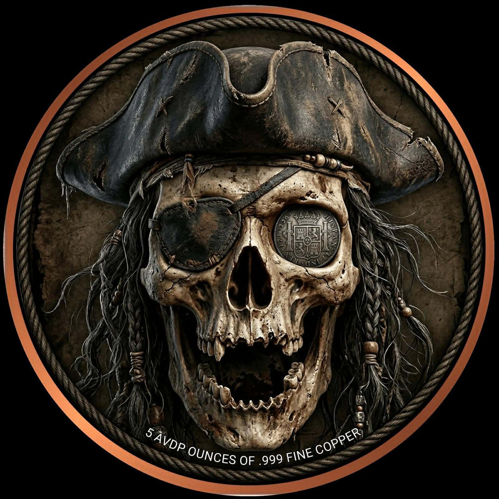 Captain Blackbeard vs Kraken 5oz Copper Round