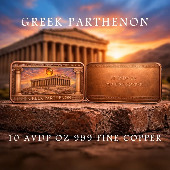 2026 Parthenon Colorized 10oz .999 Copper Bar